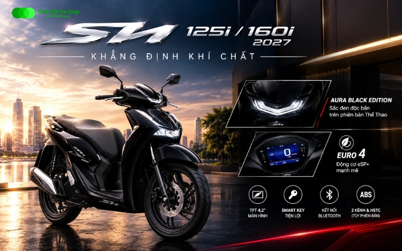 Honda SH125i 2027 và SH160i 2027 Thêm màu Aura Black Edition: Màu đen mới trên bản Thể Thao